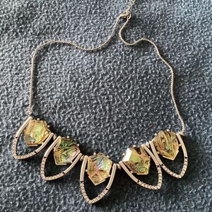 Faux abalone and rhinestone necklace.  J0250